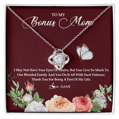 Love Knot Necklace | Personalized To My Bonus Mom Necklace Thank You For Being A Part Of My Life Mother In Law Stepmom Jewelry Birthday Mothers Day Customized Gift Box Message Card | teecentury