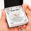 Interlocking Hearts Necklace | Personalized To My Bonus Sister Necklace You're My Sister Also My Friend Sister Pendant Jewelry Wedding Birthday Christmas Customized Gift Box Message Card | teecentury