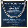 Cuban Link Chain Necklace | Personalized To My Bonus Son Cuban Necklace From Stepmom Stepdad Never Forget That I Love You Stepson Birthday Christmas Customized Gift Box Message Card | teecentury