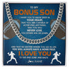 Cuban Link Chain Necklace | Personalized To My Bonus Son Necklace From Step Mom Stepdad Never Lose Football Step Son Birthday Graduation Christmas Customized Gift Box Message Card | teecentury