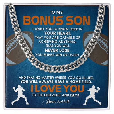 Cuban Link Necklace - My Football Son, #1 Fan, From Mom – Athlete's Gift  Shop