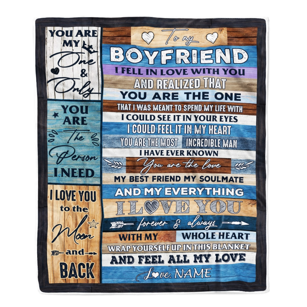 Personalized To My Boyfriend Blanket From Girlfriend Wood I Fell In Love With You Boyfriend Anniversary Valentines Day Wedding Christmas Fleece Throw Blanket Blanket | Teecentury.com