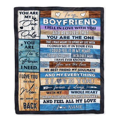Personalized To My Boyfriend Blanket From Girlfriend Wood I Fell In Love With You Boyfriend Anniversary Valentines Day Wedding Christmas Fleece Throw Blanket Blanket | Teecentury.com