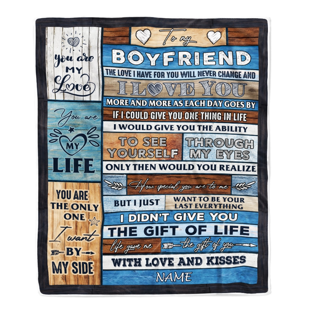Personalized To My Boyfriend Blanket From Girlfriend Wood I Love You More And More Boyfriend Anniversary Valentines Day For Him Christmas Fleece Blanket Blanket | Teecentury.com