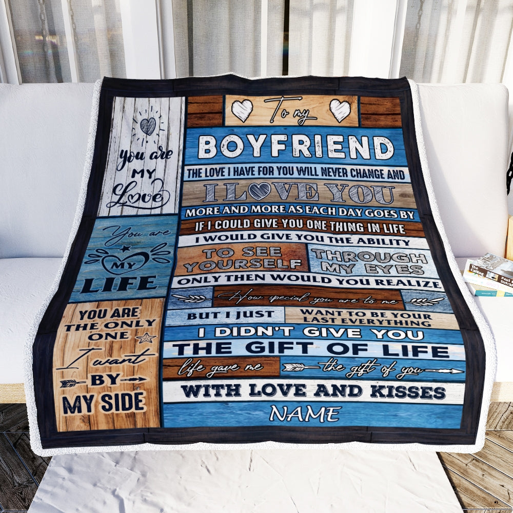 Personalized To My Boyfriend Blanket From Girlfriend Wood I Love You More And More Boyfriend Anniversary Valentines Day For Him Christmas Fleece Blanket Blanket | Teecentury.com