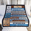 Personalized To My Boyfriend Blanket From Girlfriend Wood You Are My Sunshine I Love You Boyfriend Anniversary Valentines Day Christmas Fleece Throw Blanket | teecentury