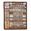 Personalized To My Boyfriend Blanket From Girlfriend Wood You Meaning To Me Love You Boyfriend Anniversary Valentines Day For Her Christmas Fleece Blanket Blanket | Teecentury.com