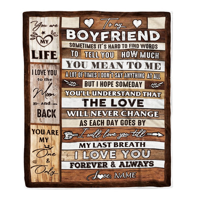 Personalized To My Boyfriend Blanket From Girlfriend Wood You Meaning To Me Love You Boyfriend Anniversary Valentines Day For Her Christmas Fleece Blanket Blanket | Teecentury.com
