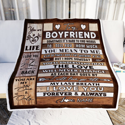 Personalized To My Boyfriend Blanket From Girlfriend Wood You Meaning To Me Love You Boyfriend Anniversary Valentines Day For Her Christmas Fleece Blanket Blanket | Teecentury.com