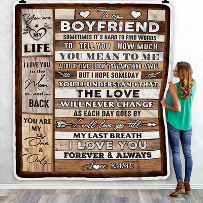 Personalized To My Boyfriend Blanket From Girlfriend Wood You Meaning To Me Love You Boyfriend Anniversary Valentines Day For Her Christmas Fleece Blanket Blanket | Teecentury.com