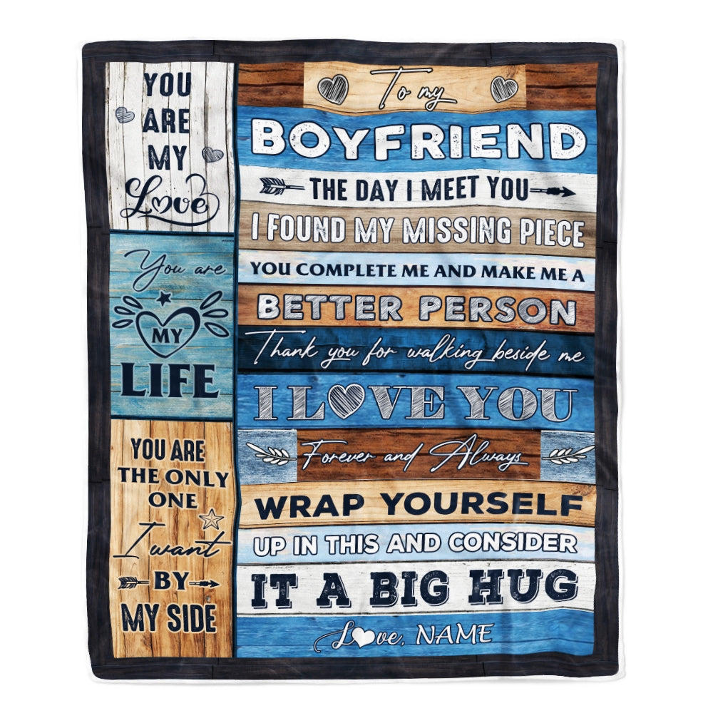 Personalized To My Boyfriend Blankets From Girlfriend You Are My Love It A Big Hug Boyfriend Birthday Valentine's Day Christmas Customized Fleece Blanket Blanket | Teecentury.com