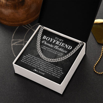 Cuban Link Chain Necklace | Personalized To My Boyfriend Promise Necklace From Girlfriend Always Be There Boyfriend Birthday Valentines Day Christmas Customized Gift Box Message Card | teecentury