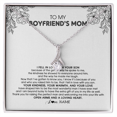 Alluring Beauty Necklace | Personalized To My Boyfriend's Mom Necklace I Fell In Love With Your Son Boyfriends Mom Mother's Day Birthday Pendant Jewelry Customized Gift Box Message Card | teecentury
