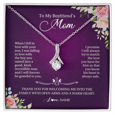 Alluring Beauty Necklace | Personalized To My Boyfriend's Mom Necklace I Will Forever Be Grateful To You Boyfriend's Mom Mother's Day Pendant Jewelry Customized Gift Box Message Card | teecentury