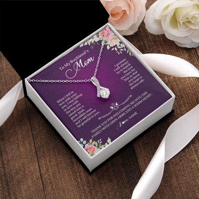 Alluring Beauty Necklace | Personalized To My Boyfriend's Mom Necklace I Will Forever Be Grateful To You Boyfriend's Mom Mother's Day Pendant Jewelry Customized Gift Box Message Card | teecentury