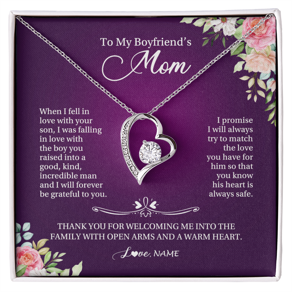 Forever Love Necklace | Personalized To My Boyfriend's Mom Necklace I Will Forever Be Grateful To You Boyfriend's Mom Mother's Day Pendant Jewelry Customized Gift Box Message Card | teecentury