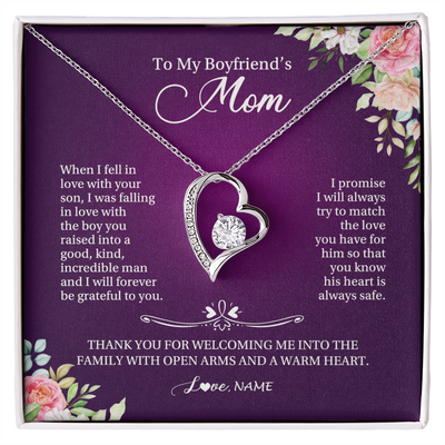 Forever Love Necklace | Personalized To My Boyfriend's Mom Necklace I Will Forever Be Grateful To You Boyfriend's Mom Mother's Day Pendant Jewelry Customized Gift Box Message Card | teecentury