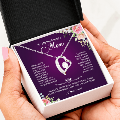 Forever Love Necklace | Personalized To My Boyfriend's Mom Necklace I Will Forever Be Grateful To You Boyfriend's Mom Mother's Day Pendant Jewelry Customized Gift Box Message Card | teecentury