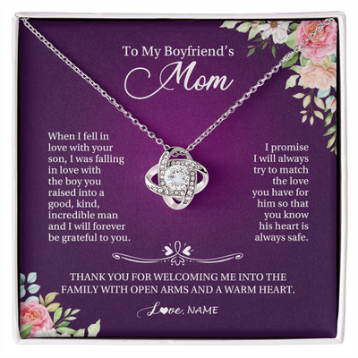 Love Knot Necklace | Personalized To My Boyfriend's Mom Necklace I Will Forever Be Grateful To You Boyfriend's Mom Mother's Day Pendant Jewelry Customized Gift Box Message Card | teecentury
