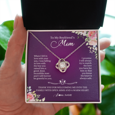 Love Knot Necklace | Personalized To My Boyfriend's Mom Necklace I Will Forever Be Grateful To You Boyfriend's Mom Mother's Day Pendant Jewelry Customized Gift Box Message Card | teecentury