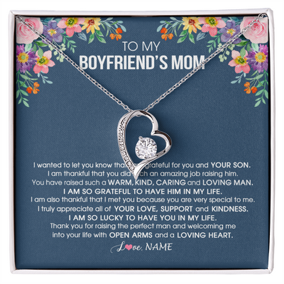 Forever Love Necklace | Personalized To My Boyfriend's Mom Necklace I am Grateful For You And Your Son Boyfriend's Mom Mother's Day Birthday Jewelry Customized Gift Box Message Card | teecentury