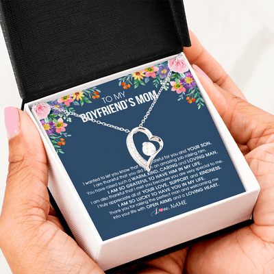 Forever Love Necklace | Personalized To My Boyfriend's Mom Necklace I am Grateful For You And Your Son Boyfriend's Mom Mother's Day Birthday Jewelry Customized Gift Box Message Card | teecentury