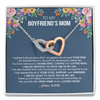 Interlocking Hearts Necklace | Personalized To My Boyfriend's Mom Necklace I am Grateful For You And Your Son Boyfriend's Mom Mother's Day Birthday Jewelry Customized Gift Box Message Card | teecentury