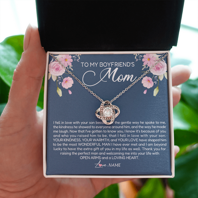 Love Knot Necklace | Personalized To My Boyfriend's Mom Necklace Thank You For Raising The Perfect Man Boyfriend's Mom Mother's Day Pendant Jewelry Customized Gift Box Message Card | teecentury