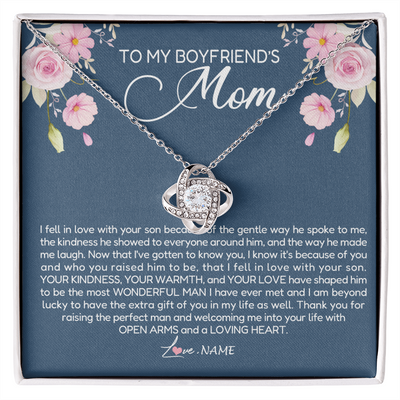 Love Knot Necklace | Personalized To My Boyfriend's Mom Necklace Thank You For Raising The Perfect Man Boyfriend's Mom Mother's Day Pendant Jewelry Customized Gift Box Message Card | teecentury