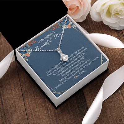 Alluring Beauty Necklace | Personalized To My Boyfriend's Mom Necklace Thank You For Raising Wonderful Son Boyfriend's Mom Mother's Day Pendant Jewelry Customized Gift Box Message Card | teecentury