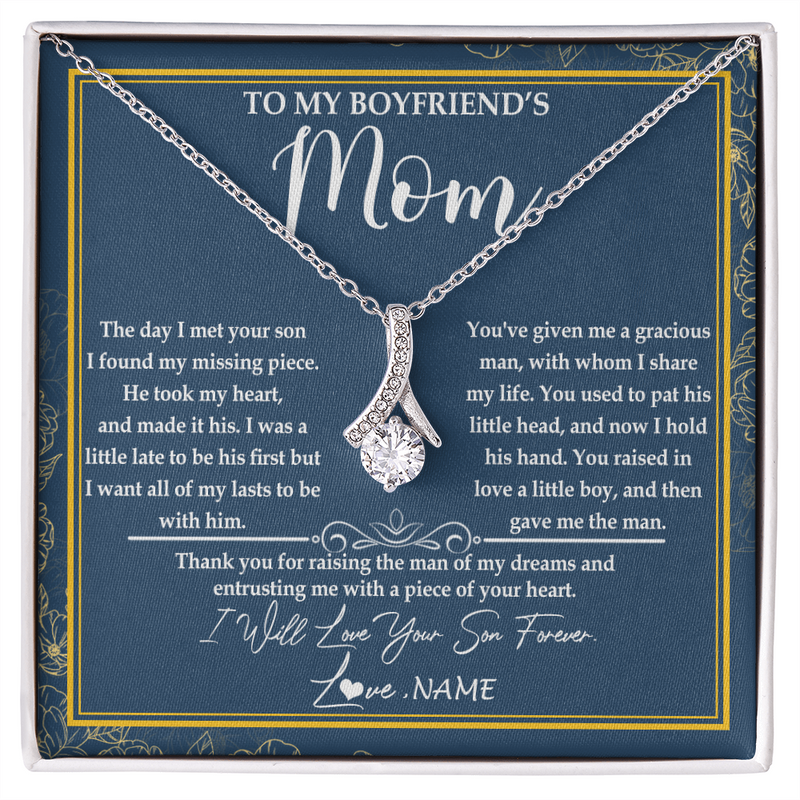 Personalized To My Boyfriend's Mom Necklace Thank You For Rasing The