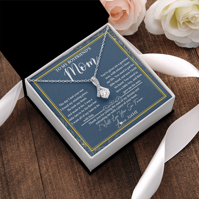Alluring Beauty Necklace | Personalized To My Boyfriend's Mom Necklace Thank You For Rasing The Man Boyfriends Mom Mother's Day Birthday Pendant Jewelry Customized Gift Box Message Card | teecentury