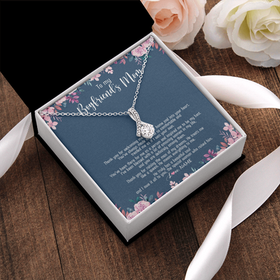 Alluring Beauty Necklace | Personalized To My Boyfriend's Mom Necklace Thank You For Welcoming Me Boyfriends Mom Mother's Day Birthday Pendant Jewelry Customized Gift Box Message Card | teecentury