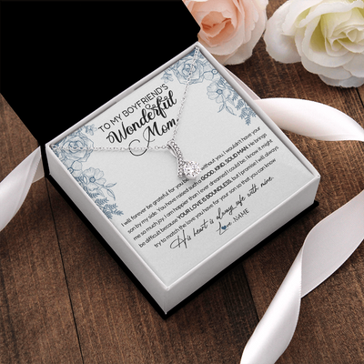 Alluring Beauty Necklace | Personalized To My Boyfriend's Mom Necklace You Have Raised A Solid Man Boyfriends Mom Mother's Day Birthday Pendant Jewelry Customized Gift Box Message Card | teecentury