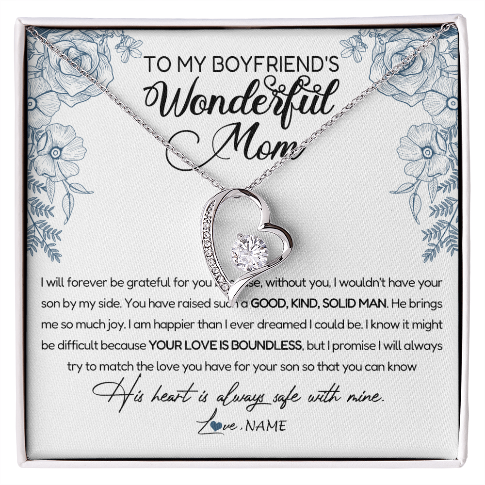 Forever Love Necklace | Personalized To My Boyfriend's Mom Necklace You Have Raised A Solid Man Boyfriends Mom Mother's Day Birthday Pendant Jewelry Customized Gift Box Message Card | teecentury