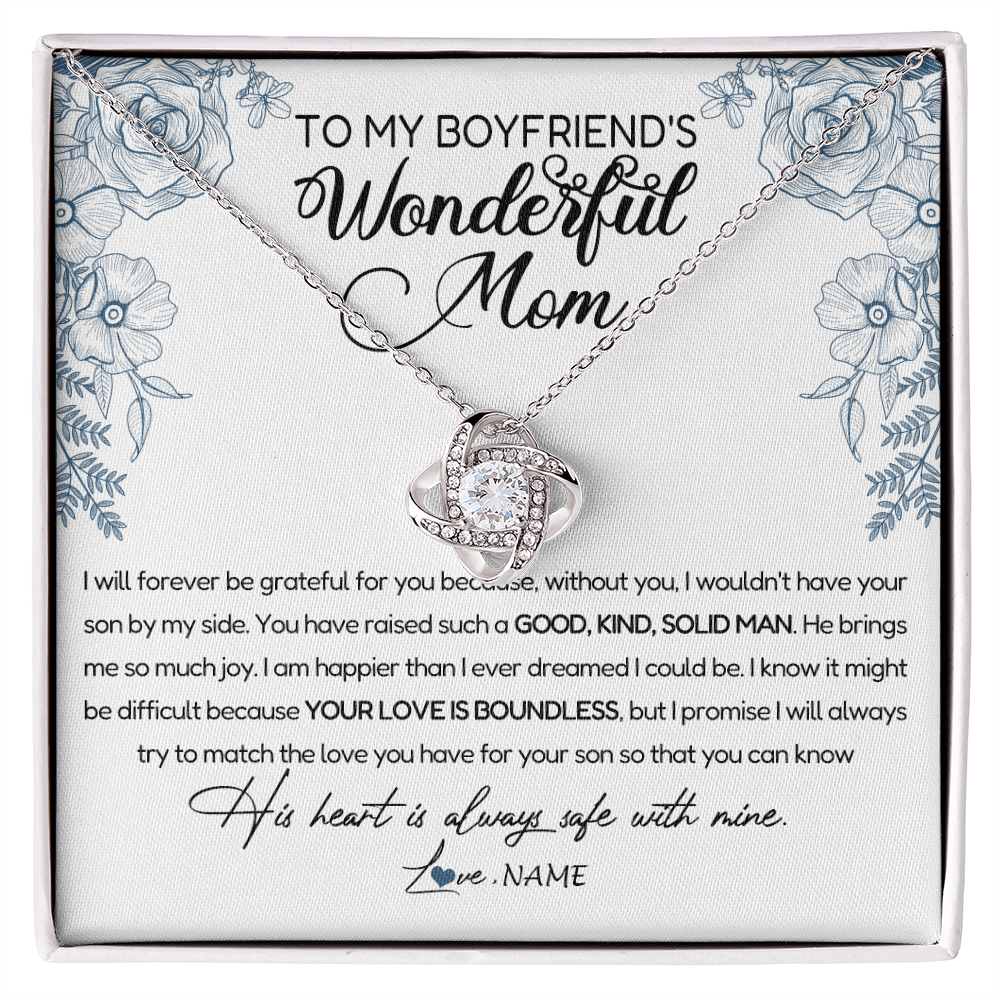 Love Knot Necklace | Personalized To My Boyfriend's Mom Necklace You Have Raised A Solid Man Boyfriends Mom Mother's Day Birthday Pendant Jewelry Customized Gift Box Message Card | teecentury