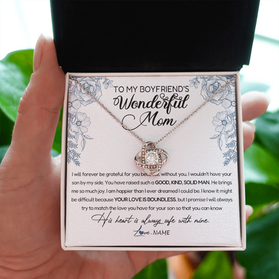 Love Knot Necklace | Personalized To My Boyfriend's Mom Necklace You Have Raised A Solid Man Boyfriends Mom Mother's Day Birthday Pendant Jewelry Customized Gift Box Message Card | teecentury