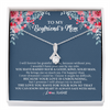 Alluring Beauty Necklace | Personalized To My Boyfriend's Mom Necklace from Daugter I Will Forever Be Grateful Mother In Law Jewelry Birthday Wedding Christmas Customized Message Card | teecentury