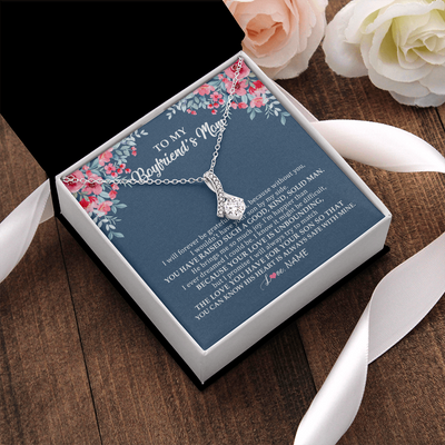 Alluring Beauty Necklace | Personalized To My Boyfriend's Mom Necklace from Daugter I Will Forever Be Grateful Mother In Law Jewelry Birthday Wedding Christmas Customized Message Card | teecentury