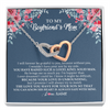 Interlocking Hearts Necklace | Personalized To My Boyfriend's Mom Necklace from Daugter I Will Forever Be Grateful Mother In Law Jewelry Birthday Wedding Christmas Customized Message Card | teecentury