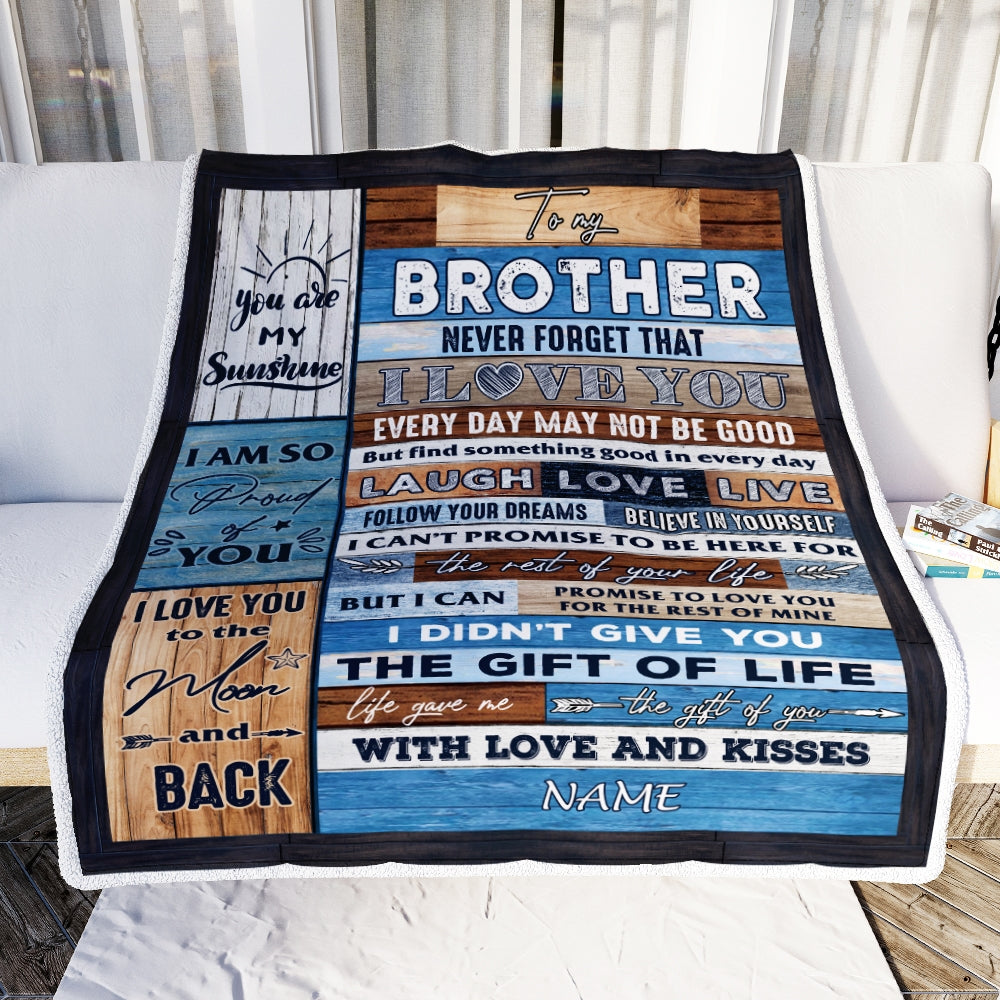 Personalized To My Brother Blanket From Sister Brother I Love You Wood Brother Birthday Christmas Thanksgiving Graduation Customized Fleece Blanket | teecentury