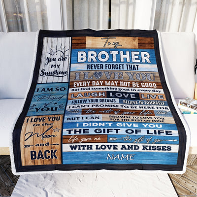 Personalized To My Brother Blanket From Sister Brother I Love You Wood Brother Birthday Christmas Thanksgiving Graduation Customized Fleece Blanket | teecentury
