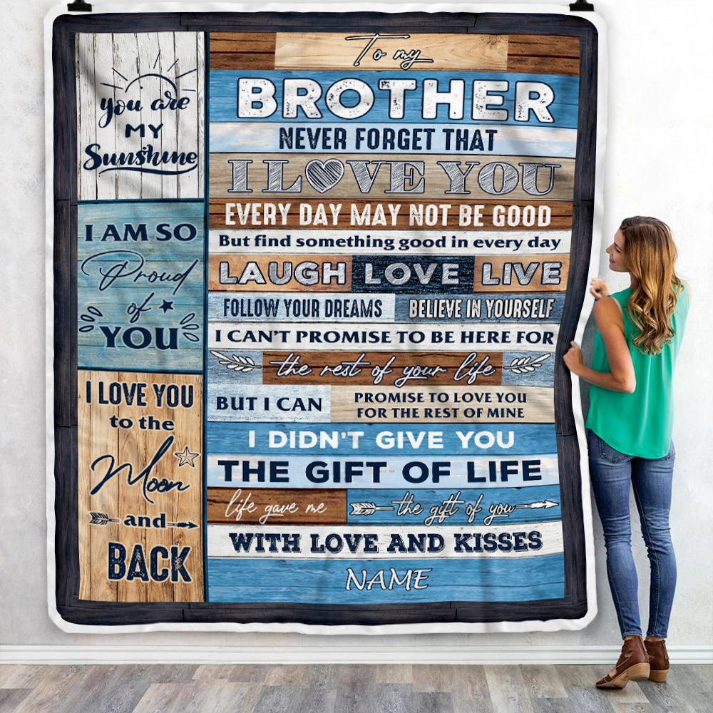 Personalized To My Brother Blanket From Sister Brother I Love You Wood Brother Birthday Christmas Thanksgiving Graduation Customized Fleece Blanket | teecentury
