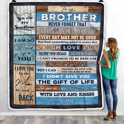 Personalized To My Brother Blanket From Sister Brother I Love You Wood Brother Birthday Christmas Thanksgiving Graduation Customized Fleece Blanket | teecentury