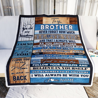 Personalized To My Brother Blanket From Sister Proud Of You I Love You Wood Brother Birthday Thanksgiving Christmas Customized Fleece Throw Blanket Blanket | Teecentury.com