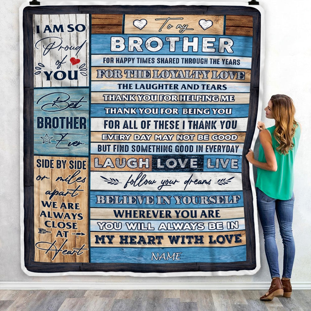 Personalized To My Brother Blanket From Sister Wood Believe In Your Self Thank You Brother Birthday Thanksgiving Christmas Customized Bed Fleece Throw Blanket | teecentury