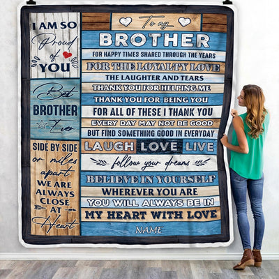 Personalized To My Brother Blanket From Sister Wood Believe In Your Self Thank You Brother Birthday Thanksgiving Christmas Customized Bed Fleece Throw Blanket | teecentury