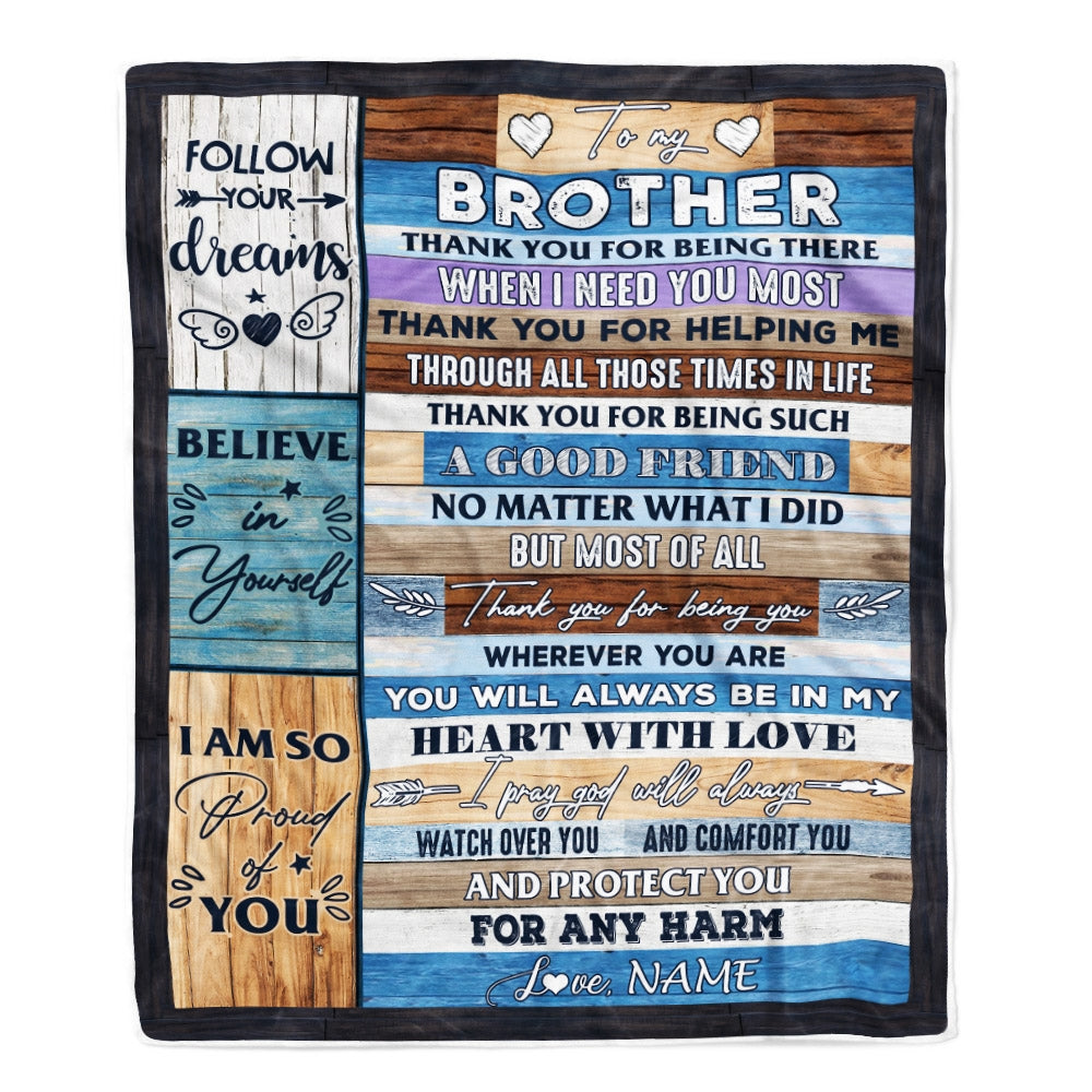 Personalized To My Brother Blanket from Sister You Will Always Be In My Heart Brother Birthday Thanksgiving Christmas Customized Fleece Throw Blanket Blanket | Teecentury.com