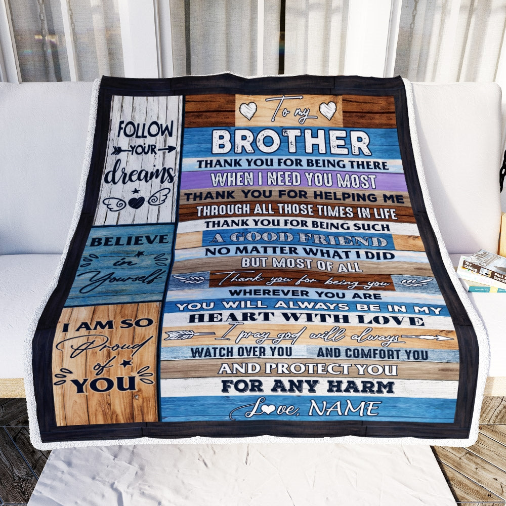 Personalized To My Brother Blanket from Sister You Will Always Be In My Heart Brother Birthday Thanksgiving Christmas Customized Fleece Throw Blanket Blanket | Teecentury.com