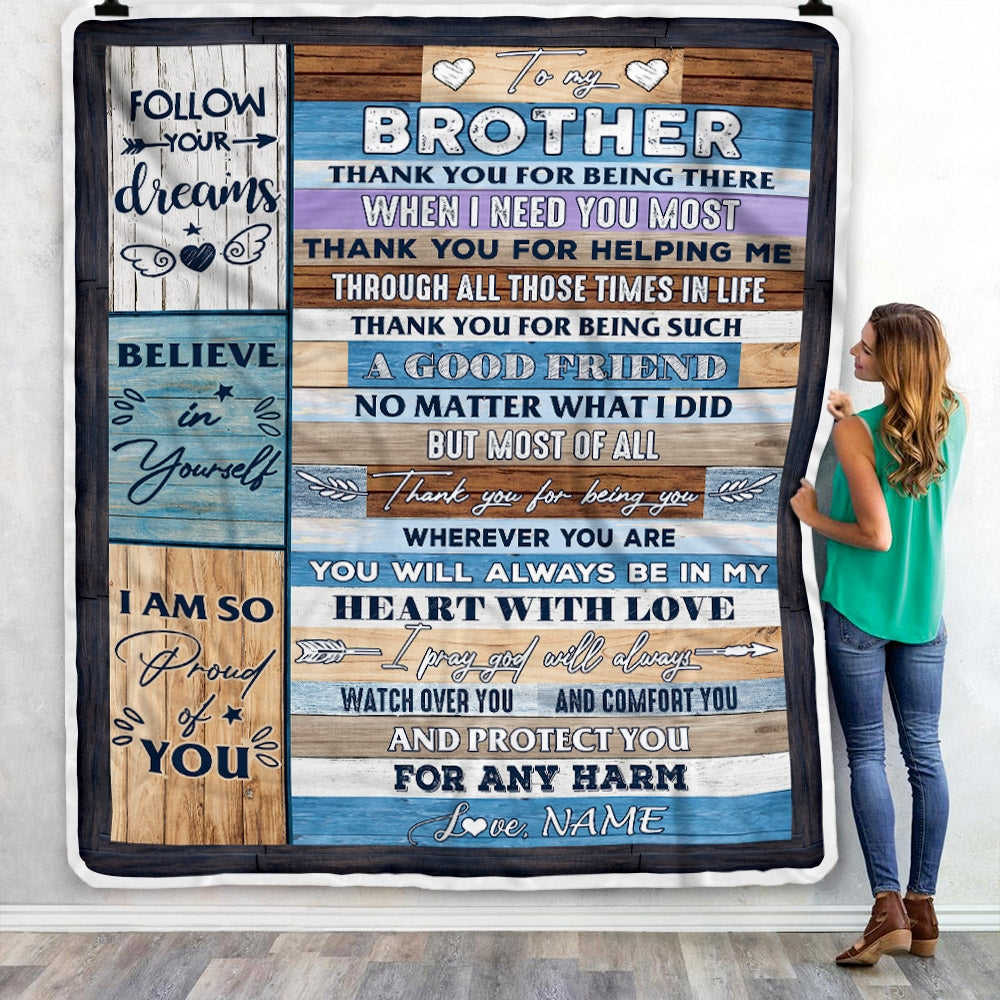 Personalized To My Brother Blanket from Sister You Will Always Be In My Heart Brother Birthday Thanksgiving Christmas Customized Fleece Throw Blanket Blanket | Teecentury.com